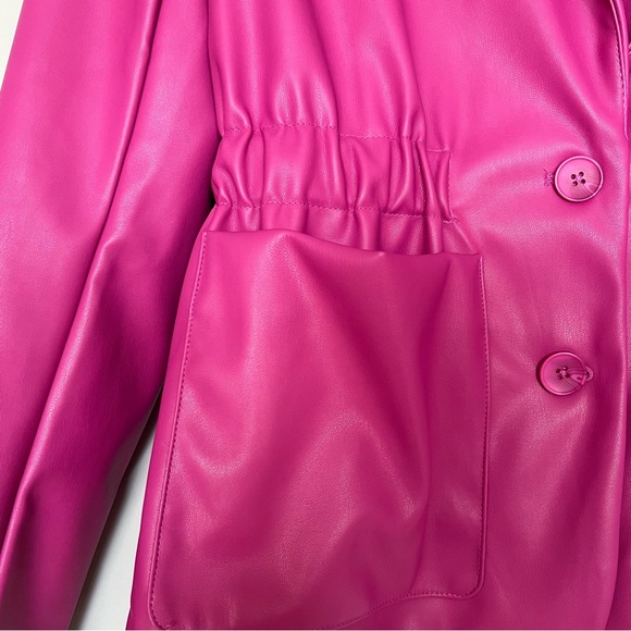 Steve Madden Faux Leather Double Button Blazer | Pink/Fuchsia | Size: M | Woman - Picture 3 of 8